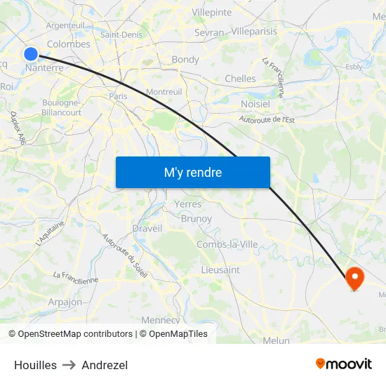 Houilles to Andrezel map