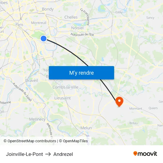 Joinville-Le-Pont to Andrezel map