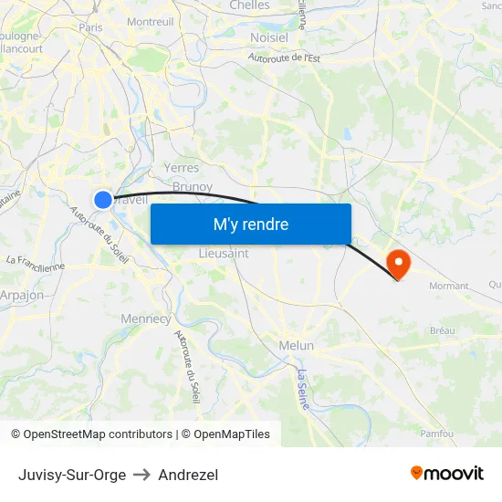Juvisy-Sur-Orge to Andrezel map