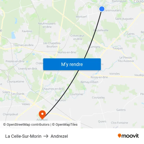 La Celle-Sur-Morin to Andrezel map