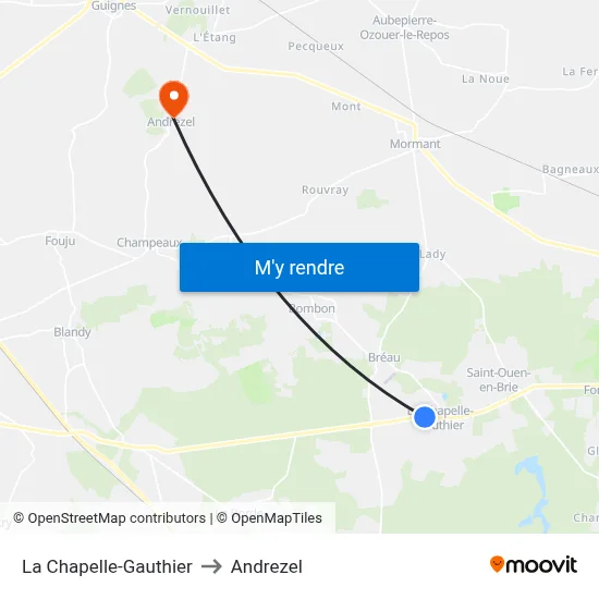 La Chapelle-Gauthier to Andrezel map