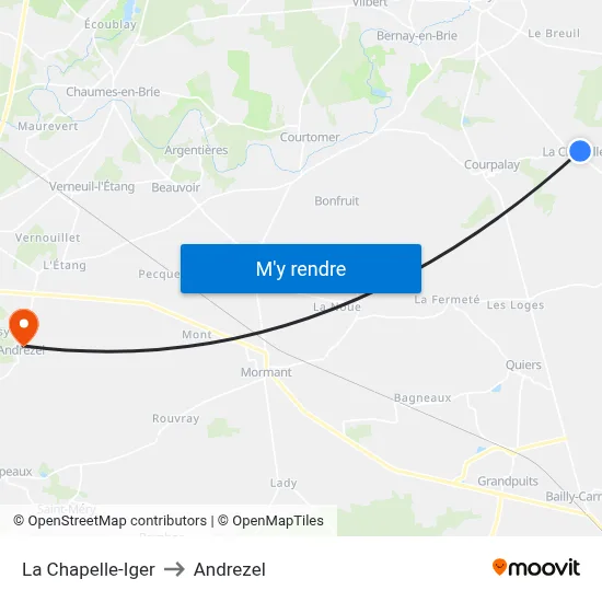 La Chapelle-Iger to Andrezel map
