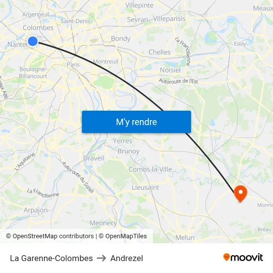 La Garenne-Colombes to Andrezel map