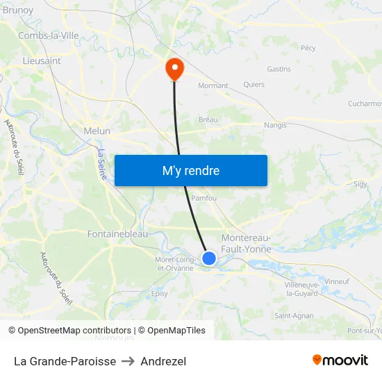 La Grande-Paroisse to Andrezel map