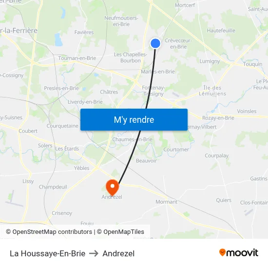La Houssaye-En-Brie to Andrezel map