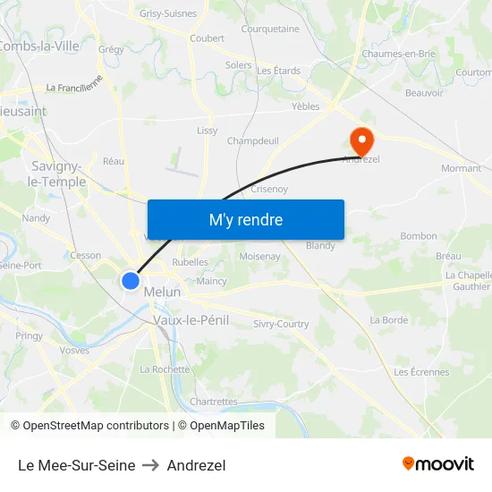 Le Mee-Sur-Seine to Andrezel map