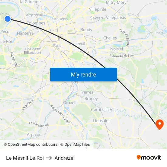 Le Mesnil-Le-Roi to Andrezel map