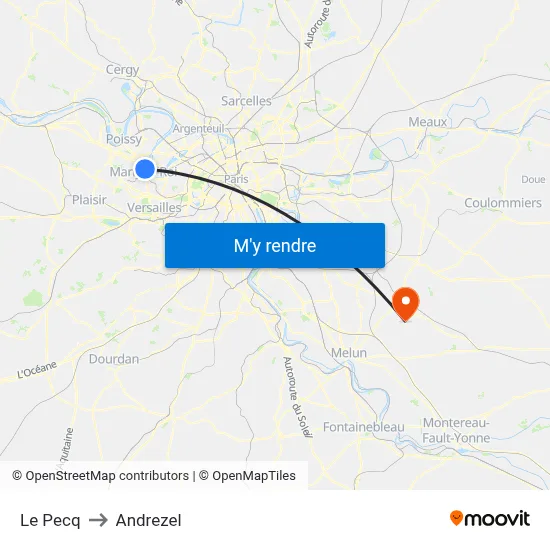 Le Pecq to Andrezel map