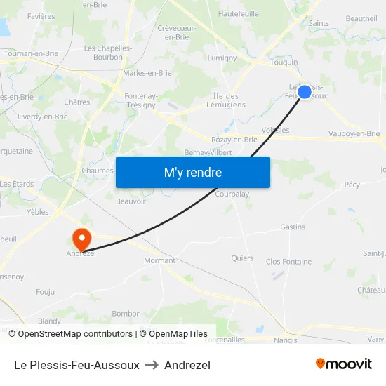 Le Plessis-Feu-Aussoux to Andrezel map
