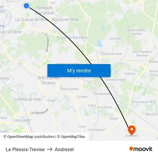 Le Plessis-Trevise to Andrezel map