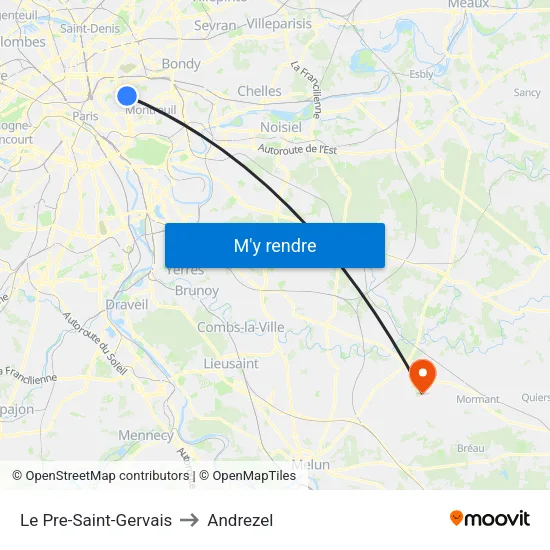 Le Pre-Saint-Gervais to Andrezel map