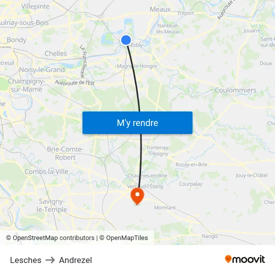 Lesches to Andrezel map