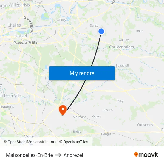 Maisoncelles-En-Brie to Andrezel map