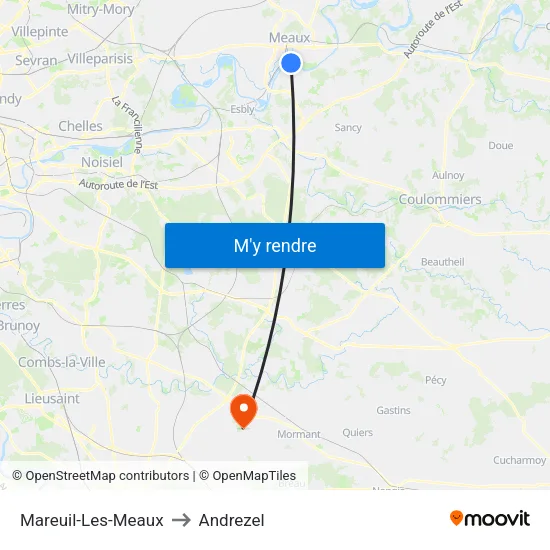 Mareuil-Les-Meaux to Andrezel map