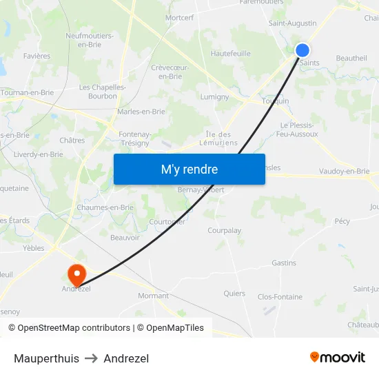 Mauperthuis to Andrezel map