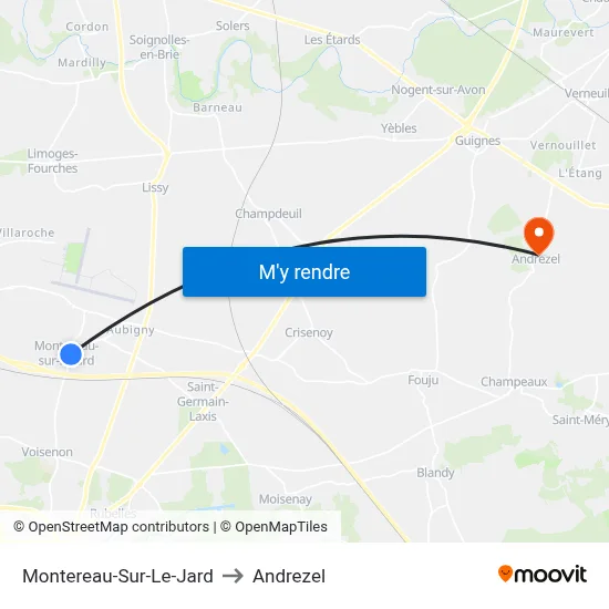 Montereau-Sur-Le-Jard to Andrezel map