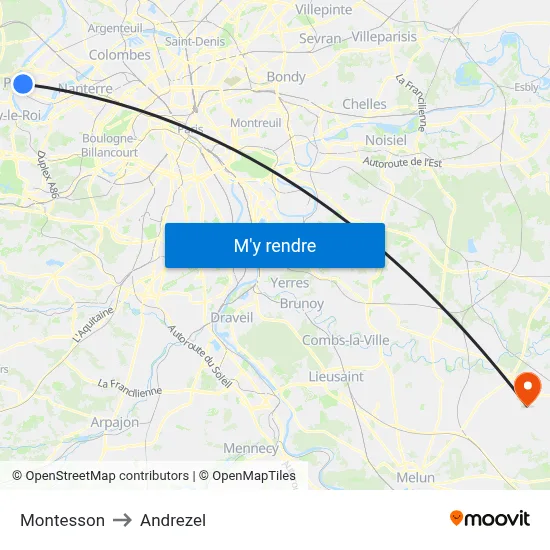 Montesson to Andrezel map