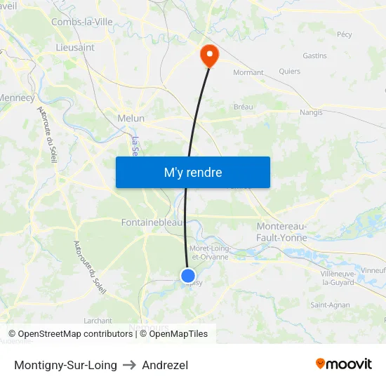 Montigny-Sur-Loing to Andrezel map