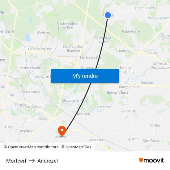 Mortcerf to Andrezel map