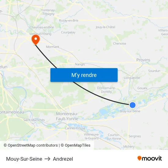 Mouy-Sur-Seine to Andrezel map