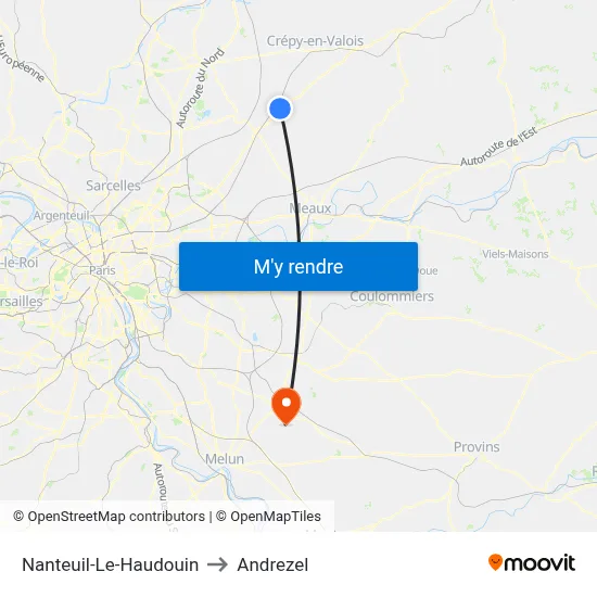 Nanteuil-Le-Haudouin to Andrezel map