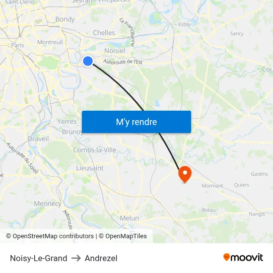 Noisy-Le-Grand to Andrezel map