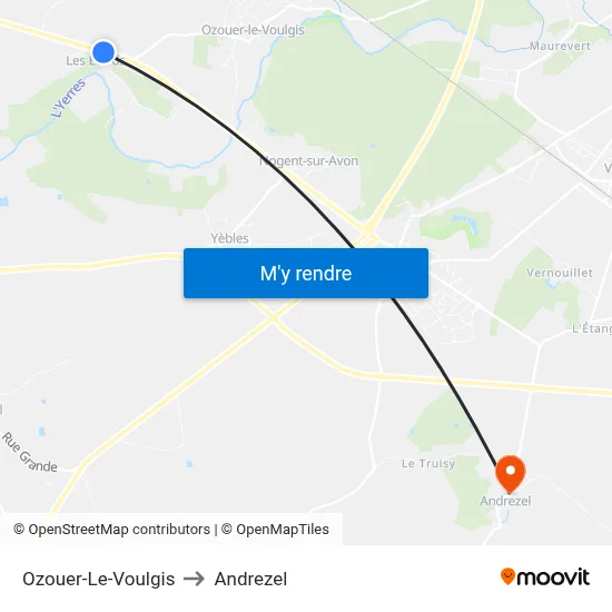Ozouer-Le-Voulgis to Andrezel map