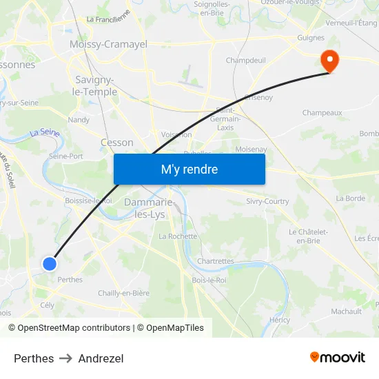 Perthes to Andrezel map