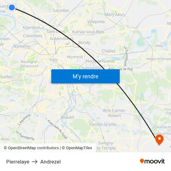 Pierrelaye to Andrezel map