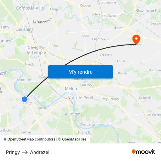 Pringy to Andrezel map