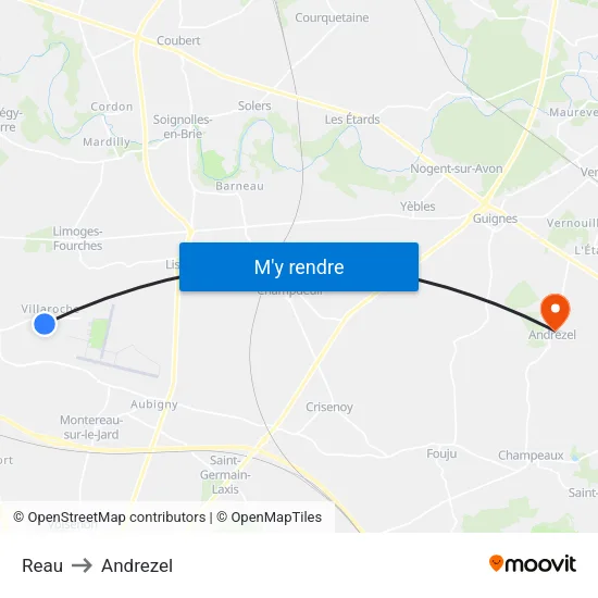 Reau to Andrezel map