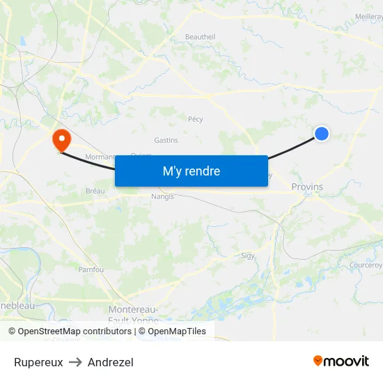 Rupereux to Andrezel map
