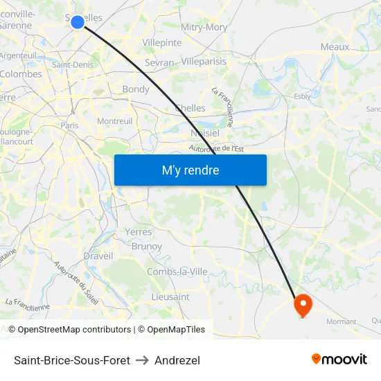Saint-Brice-Sous-Foret to Andrezel map
