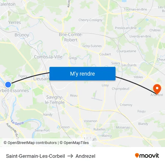 Saint-Germain-Les-Corbeil to Andrezel map
