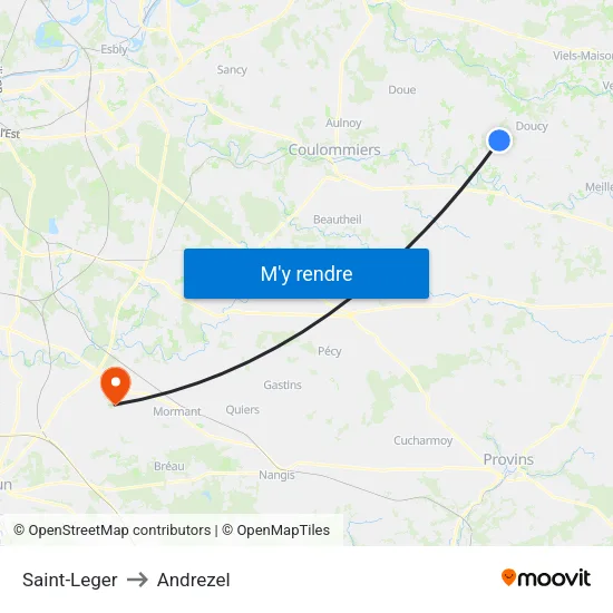 Saint-Leger to Andrezel map