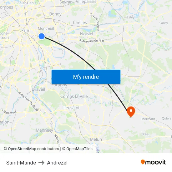 Saint-Mande to Andrezel map