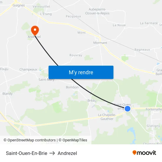 Saint-Ouen-En-Brie to Andrezel map
