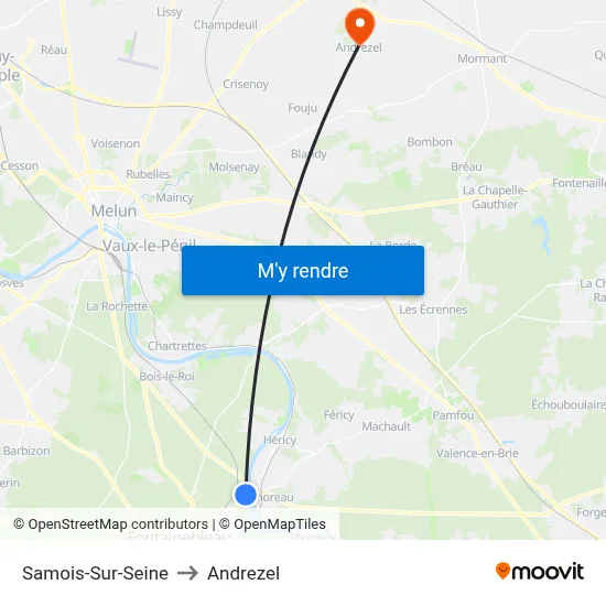 Samois-Sur-Seine to Andrezel map