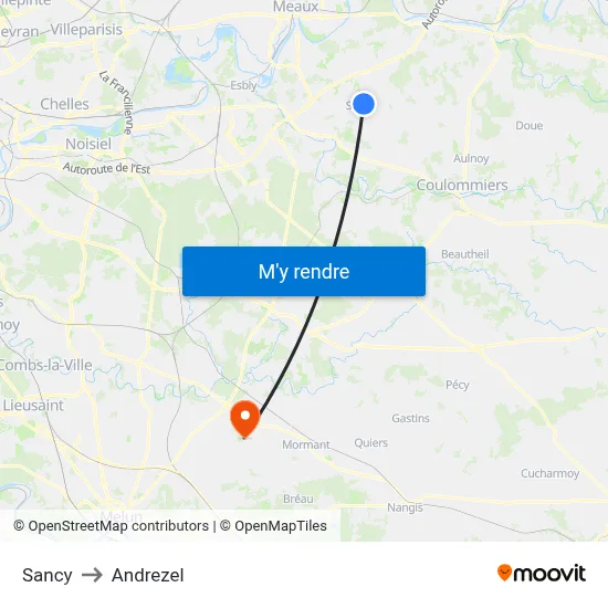 Sancy to Andrezel map