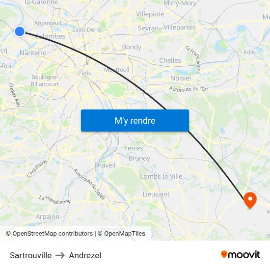 Sartrouville to Andrezel map