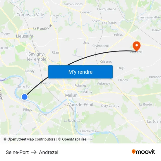 Seine-Port to Andrezel map