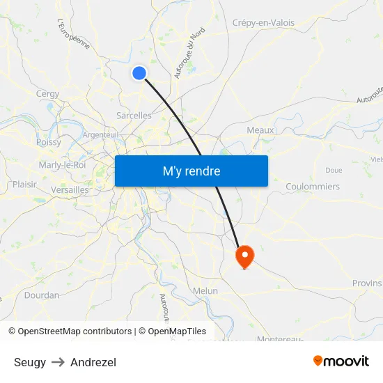 Seugy to Andrezel map
