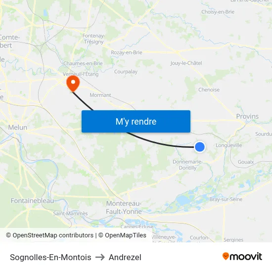 Sognolles-En-Montois to Andrezel map