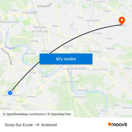 Soisy-Sur-Ecole to Andrezel map