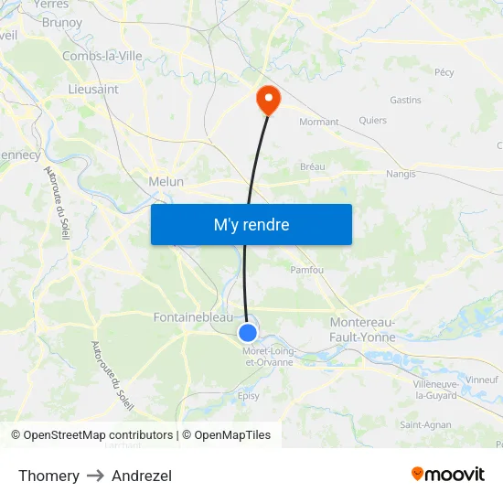 Thomery to Andrezel map