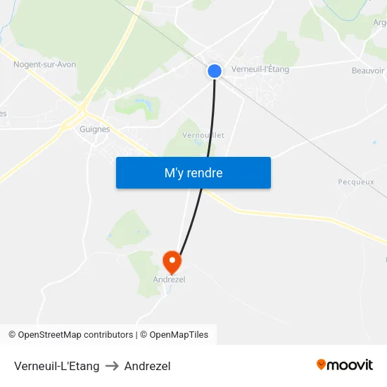 Verneuil-L'Etang to Andrezel map