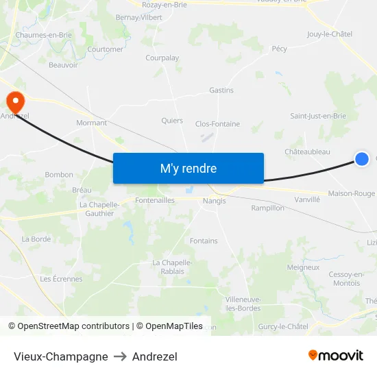 Vieux-Champagne to Andrezel map