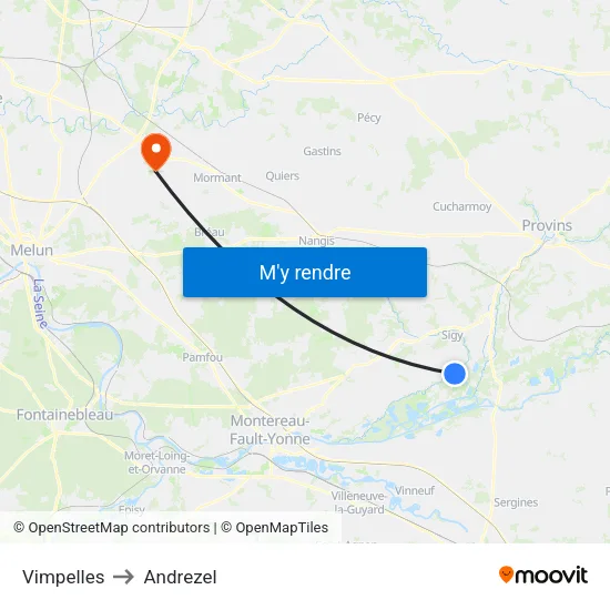Vimpelles to Andrezel map