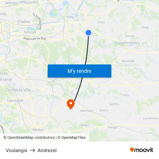 Voulangis to Andrezel map
