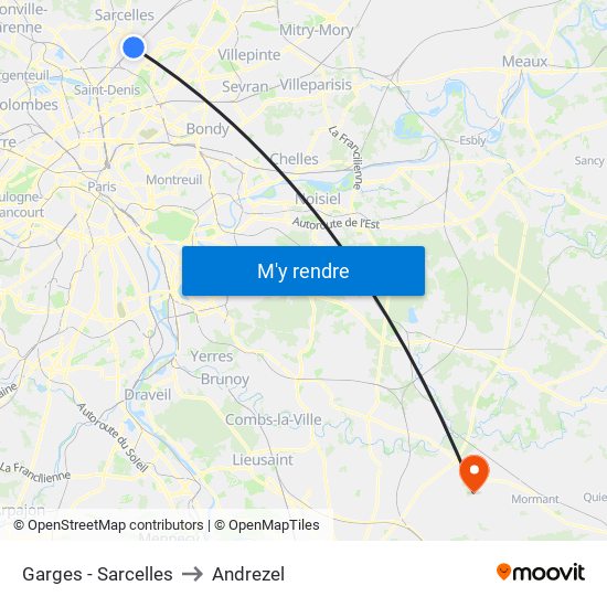 Garges - Sarcelles to Andrezel map